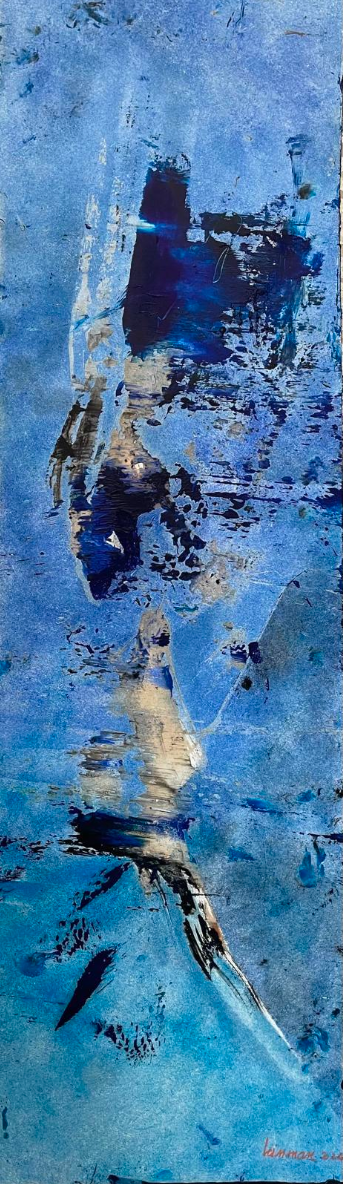 Paysage (Deep Blue Collection), 2024. Mixed media/Cardboard - 30 x 100 cm