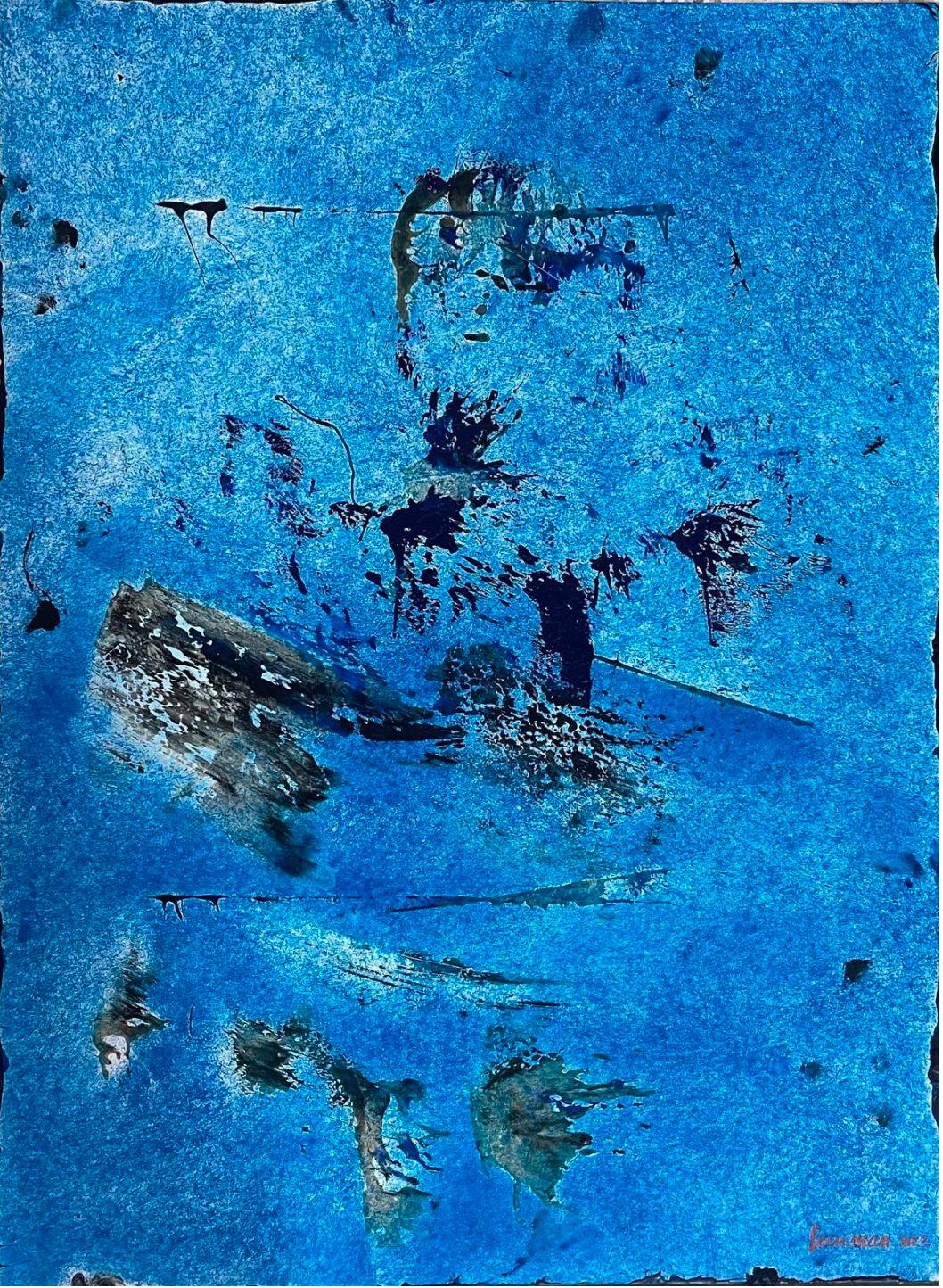 Breathing (Deep Blue Collection), 2022. Mixed media/Cardboard - 53 x 72 cm