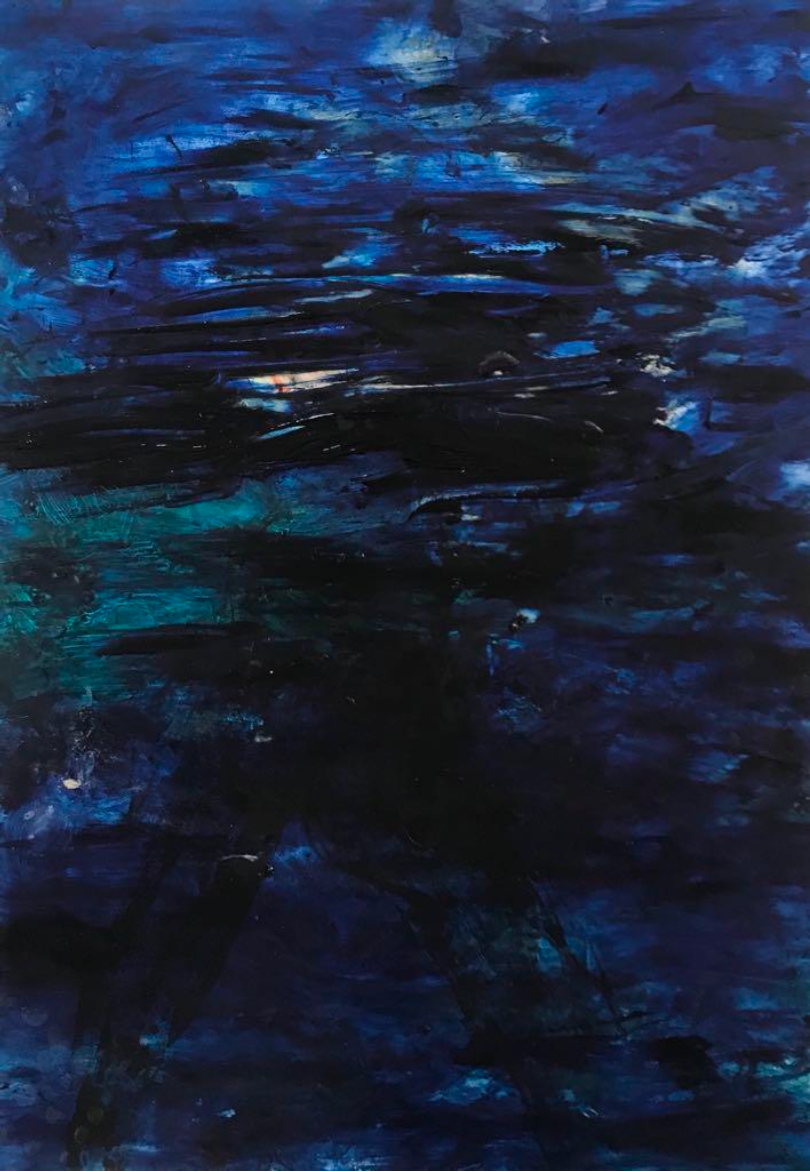 The reflection of desire (Deep Blue Collection), 2019. Oil/Cardboard - 22.7 x 32.5 cm